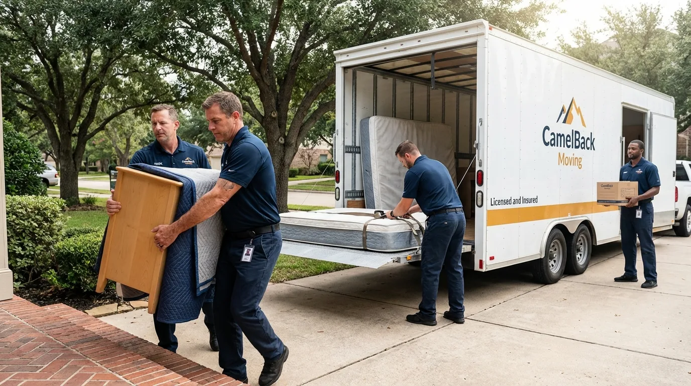 Crew loading residential truck for cross-state move from Rome, NY